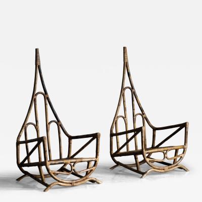 Sculptural Bamboo Lounge Chairs Italy 1960s