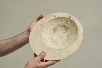 Sculptural Bowl or Centerpiece in Travertine