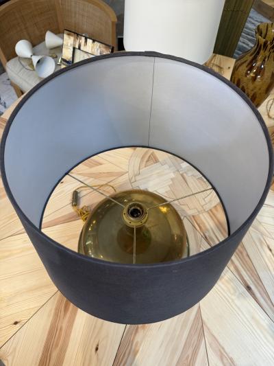 Sculptural Brass Table Lamp with Blue Shade 1970s