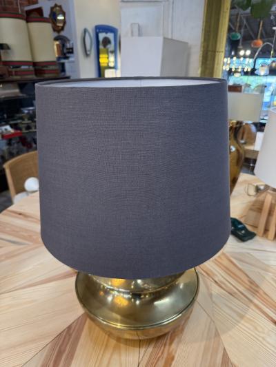Sculptural Brass Table Lamp with Blue Shade 1970s