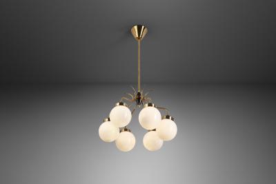 Sculptural Brass and Glass Ceiling Light Scandinavia 1950s