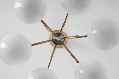 Sculptural Brass and Glass Ceiling Light Scandinavia 1950s