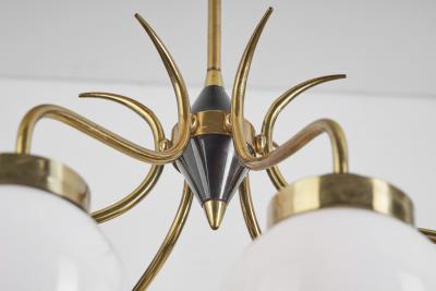 Sculptural Brass and Glass Ceiling Light Scandinavia 1950s