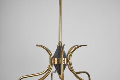 Sculptural Brass and Glass Ceiling Light Scandinavia 1950s