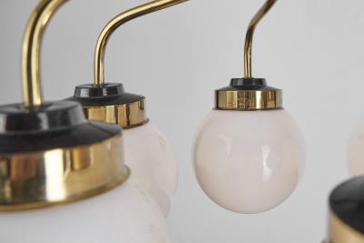 Sculptural Brass and Glass Ceiling Light Scandinavia 1950s