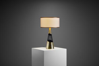 Sculptural Brass and Lacquered Metal Table Lamp Denmark 1960s