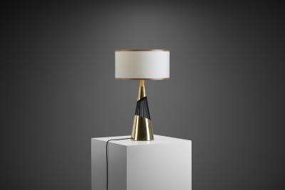 Sculptural Brass and Lacquered Metal Table Lamp Denmark 1960s