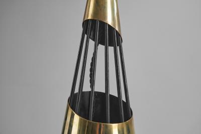 Sculptural Brass and Lacquered Metal Table Lamp Denmark 1960s