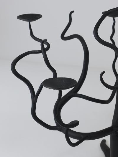 Sculptural Brutalist Tree of Life Hand Forged Candelabra Candle Holder 1970s