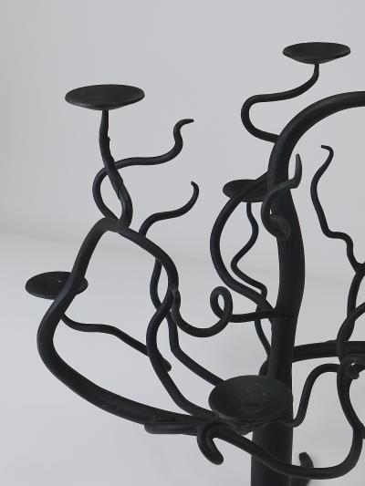 Sculptural Brutalist Tree of Life Hand Forged Candelabra Candle Holder 1970s