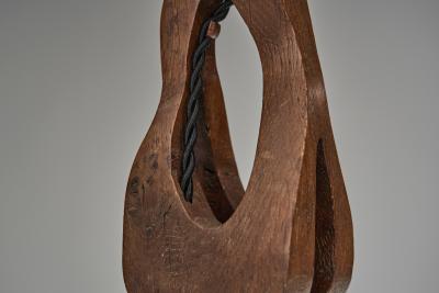 Sculptural Carved Oak Table Lamp Scandinavia Mid 20th Century