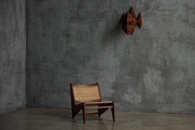 Sculptural Carved Wooden Mask Wall Panel France 1970s