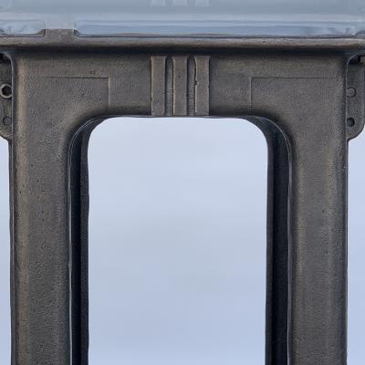 Sculptural Cast Iron Pedestal and Glass Industrial Dining Work Table