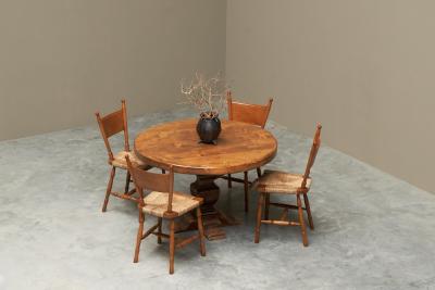 Sculptural Center or Dining Table in Solid Oak 1960s