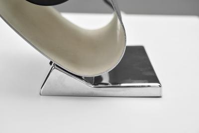 Sculptural Chromed Metal Table Lamp Italy 1960s