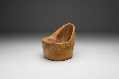 Sculptural Coconut Wood Chair Europe Second half of the 20th Century