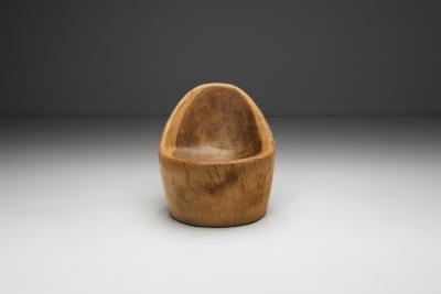 Sculptural Coconut Wood Chair Europe Second half of the 20th Century