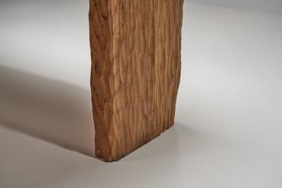 Sculptural Coffee Table with Wood Etching and Slate Legs Europe ca 1990s