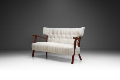 Sculptural Danish Cabinetmaker Sofa with Exotic Wood Frame Denmark 1940s