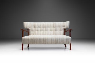 Sculptural Danish Cabinetmaker Sofa with Exotic Wood Frame Denmark 1940s