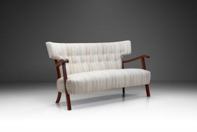 Sculptural Danish Cabinetmaker Sofa with Exotic Wood Frame Denmark 1940s