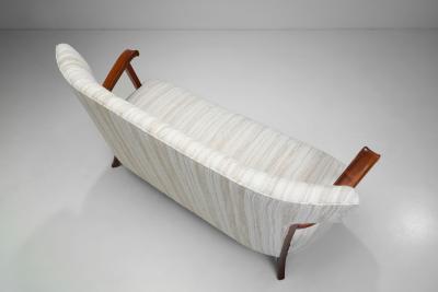 Sculptural Danish Cabinetmaker Sofa with Exotic Wood Frame Denmark 1940s