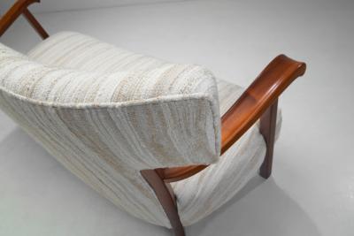 Sculptural Danish Cabinetmaker Sofa with Exotic Wood Frame Denmark 1940s