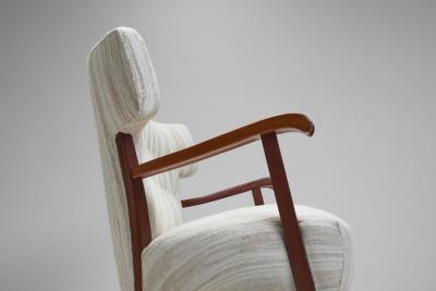 Sculptural Danish Cabinetmaker Sofa with Exotic Wood Frame Denmark 1940s