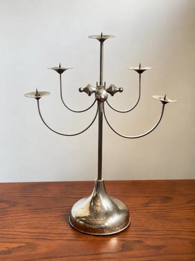 Sculptural Five Arm Metal Candelabra Attila Demcsik Hungary circa 1980