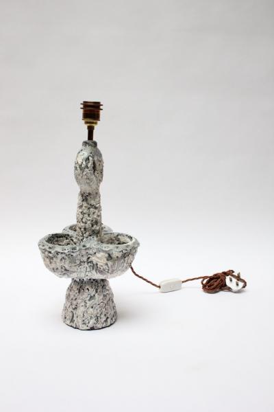 Sculptural French Fat Lava Ceramic Table Lamp by Louis Giraud Vallauris France