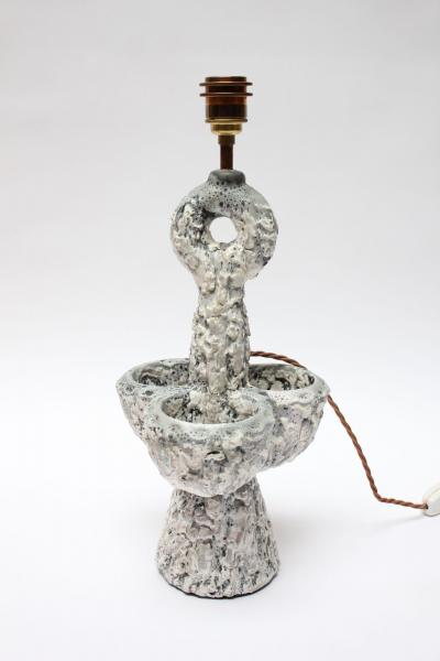 Sculptural French Fat Lava Ceramic Table Lamp by Louis Giraud Vallauris France