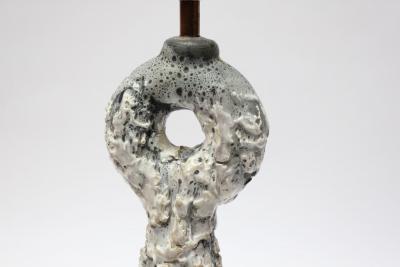 Sculptural French Fat Lava Ceramic Table Lamp by Louis Giraud Vallauris France