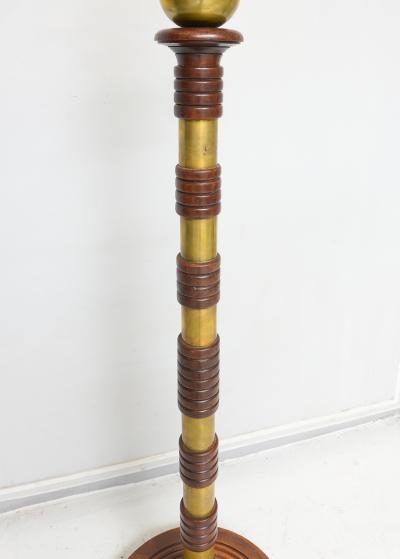 Sculptural French Mid Century Floor Lamp with Brass Rings