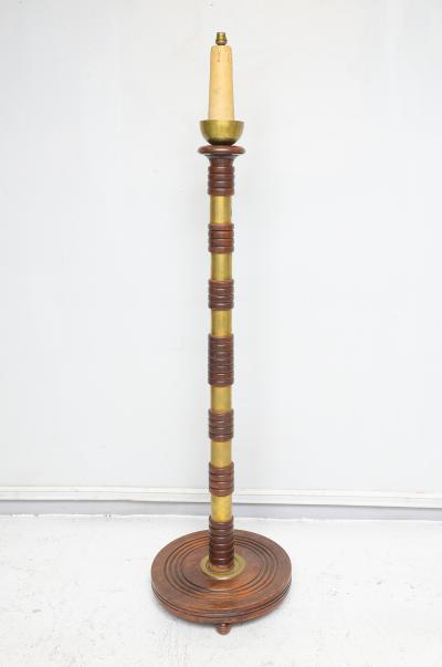 Sculptural French Mid Century Floor Lamp with Brass Rings