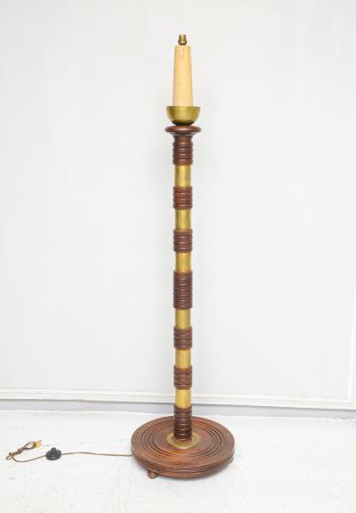 Sculptural French Mid Century Floor Lamp with Brass Rings