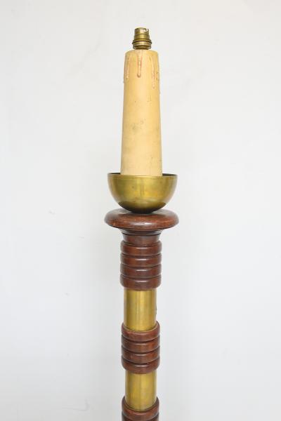 Sculptural French Mid Century Floor Lamp with Brass Rings