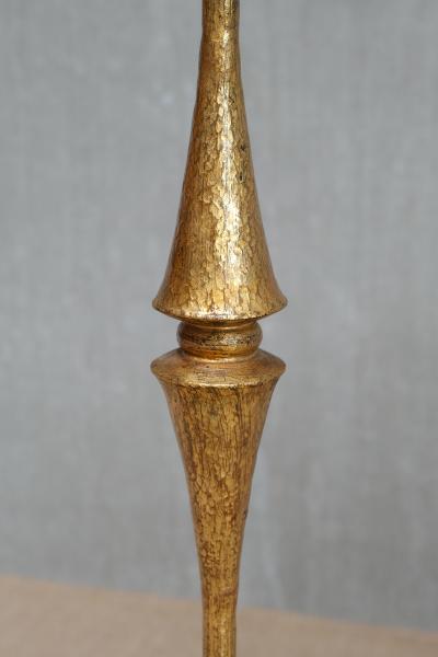 Sculptural French Modern Gilded Wrought Iron Three Legged Floor Lamp 1940s