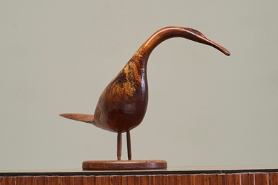 Sculptural Hand Carved Bird in Wood Mid 20th Century