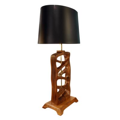 Sculptural Hand Carved Wood Table Lamp 1950s