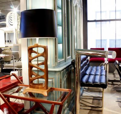 Sculptural Hand Carved Wood Table Lamp 1950s