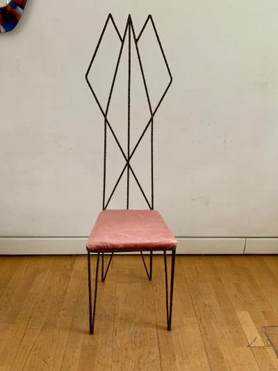 Sculptural Hight Back Chair and Side Table