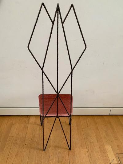 Sculptural Hight Back Chair and Side Table
