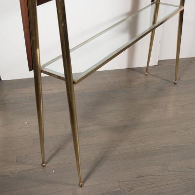 Sculptural Italian Mid Century Modern tag re in Handrubbed Walnut and Brass