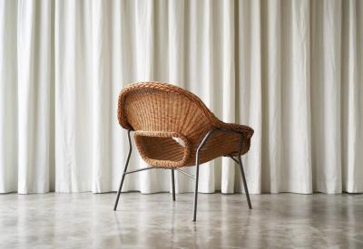 Sculptural Lounge Chair in Rattan and Metal The Netherlands 1960s