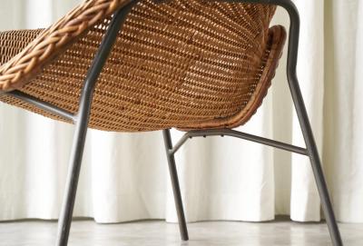 Sculptural Lounge Chair in Rattan and Metal The Netherlands 1960s