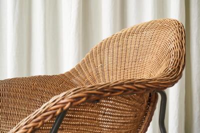 Sculptural Lounge Chair in Rattan and Metal The Netherlands 1960s