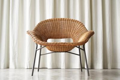 Sculptural Lounge Chair in Rattan and Metal The Netherlands 1960s
