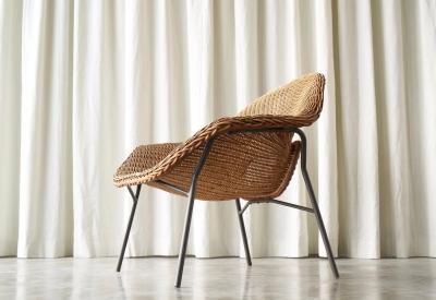 Sculptural Lounge Chair in Rattan and Metal The Netherlands 1960s