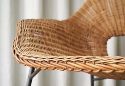Sculptural Lounge Chair in Rattan and Metal The Netherlands 1960s