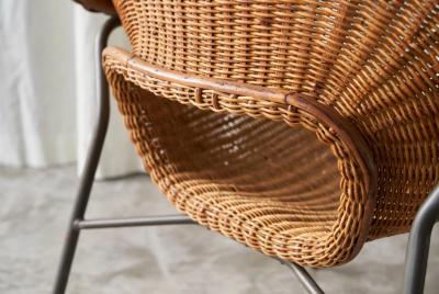 Sculptural Lounge Chair in Rattan and Metal The Netherlands 1960s
